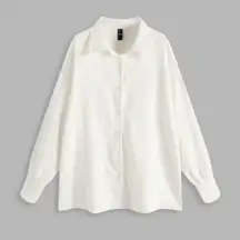 Long White Button-Up Oversized Dress Shirt