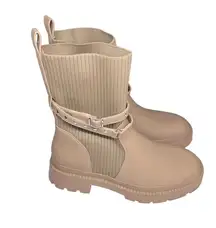 DREAM PAIRS Ankle Boots Lug Sole Chunky Heel Platform Chelsea Mid Calf Boots