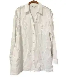 J. Jill Cotton Gauze Textured Button Down Shirt