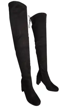 Chinese Laundry Black Suede Lace Up Back Chunky Heel Over The Knee Boots Size 8
