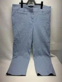 Ann Taylor Devin Fit Women's Blue White Geometric Print Cropped Pants Size 8