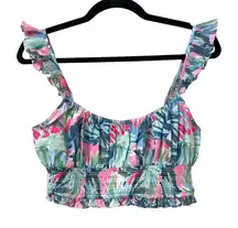 SAYLOR Floral‎ Smocked Crop Top NWOT Sz Medium