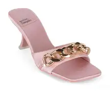 Jeffrey Campbell Sandals Womens Size 5 Pink Satin Chain Slip On Shoes Barbiecore