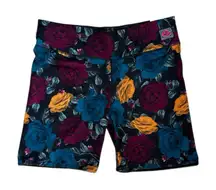 New Nike One Training Women Multi Color Rose Floral 7" Print Bike Short XXL NWT