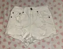 white jean denim shorts high rise shorty Size Xsmall