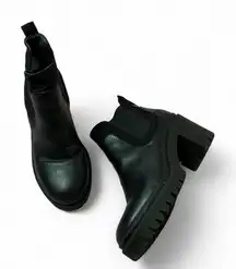 Black Lug Sole Chelsea Boots Chunky Heel Platform Ankle‎ Booties Women's Shoes