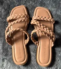 Brown braided sandals