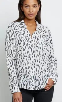 Rails Rocsi Ivory Cheetah Print Long Sleeve Button Up Shirt Medium