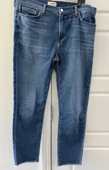 L'AGENCE Marcelle High-Rise Slim Fit Straight Leg Jeans Size 31 Frayed Hem