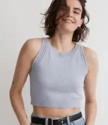 Madewell Crochet Trim Cropped Sweater Tank in Periwinkle
