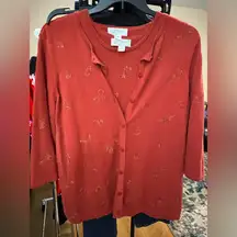 CJ Banks Embroidered Fall Leaves Cardigan Vest 2 Piece Set bundle Plus 1X