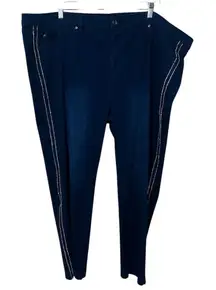 Allure Pull On Rhinestone Women's 3XL Blue Skinny Jeans High Rise