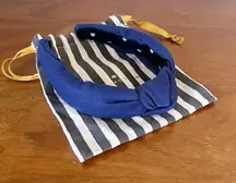 Lele Sadoughi • Navy Woven Knotted Headband twisted padded