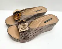 Good Choice Womens Size 8 Peep Toe Floral Casual Wedged‎ Juliet Sandals New