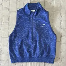 Gymshark 1/2 Zip Sleeveless Crop Top Racerback Work out Top Size Small Indigo
