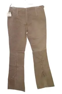 Joe Boxer Suede Leather Lace Up Leg Flare Pants Size 5 Festival BOHO Hippie NEW‎