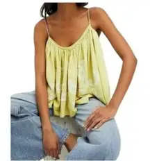 Free People On Clouds Swing Tank In Lemon Ivory Combo S