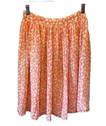 DownEast Orange Floral Spring Skirt Cottegecore Small