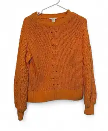 H&M Bright Golden Orange Knit Sweater Long Sleeve Crewneck size small