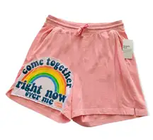 Via Penny Lane Reworked Apparel | The Beatles Come Together Graphic Pink Shorts