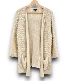 Express XS Cream Wool Mohair Blend Cardigan Sweater Scalloped Boucle Knit