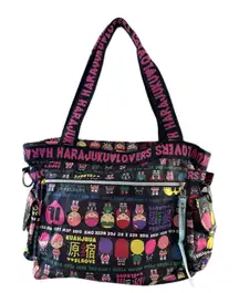 VTG Harajuku Lovers Gwen Stefani Y2K All Over Stylized Characters Nylon Tote Bag