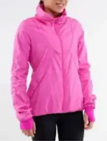 Lululemon Athletica Run Paris Perfection Hustle Hot Pink Micro Stripe Jacket 6
