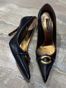 Dolce & Gabbana black leather pointed heels Italian shoes  Size: 5