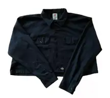 Reworked Cropped  Black long sleeve button-up shirt 🔥