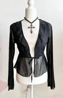Black Sheer Babydoll Top Goth Whimsigoth Grunge Indie Sleaze XS
