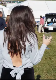 Cotton On open back sweater with tie light blue size Medium