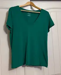 Banana Republic Factory Timeless Tee Large Green Short Sleeve T Shirt V Neck