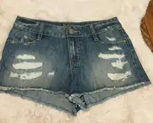 Decree Denim Shorts Distressed Raw Hem 1 Women's