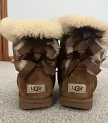 UGG Brown Fuzzy boots with bows