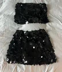 Muche & Muchette Black Sequence skirt set