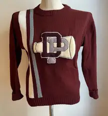 Vintage 1950s Dehen Knitting Co Cheerleader Sweater DP Letterman Megaphone Small