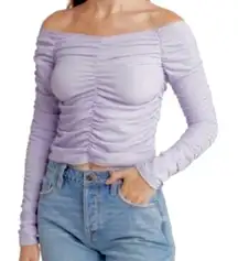 Elodie Lilac Textured Off Shoulder Top | Size: L