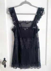 Victoria's Secret  VS Very Sexy Sheer Black Lace Bodycon Lingerie Slip Dress L