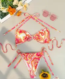 Lettuce Trim Tie Front Bikini