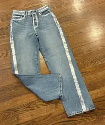 MNG Mango silver embellished straight button fly jeans, silver trim, size 1, modern