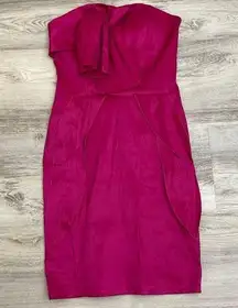 Hot Pink Sleeveless Strapless Mini Dress with Bow Front Size S