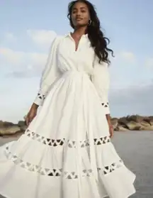 LISA MARIE FERNANDEZ X‎ TARGET Ric Rac Shirt Linen Midi Dress White Sz 0