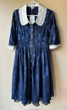 JEWELERY IN SUNRISE Lolita Classical Dress Navy with Seashell Print Size Small