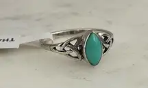 Imitation Turquoise and Sterling Silver Marquise Ring Size 8