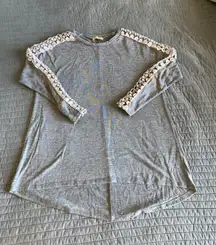 Orange Caramel GUC Thin Gray Lace Sleeve Sweater