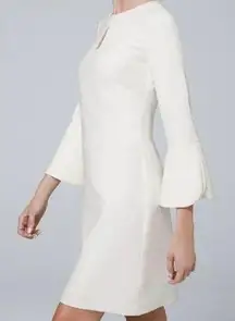 NEW WHBM PETAL-SLEEVE SHIFT DRESS IVORY‎ KEYHOLE LINED WOMENS SIZE 10 $175