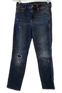 J Crew Jeans Vintage Straight Distressed Dark Wash Denim Pants Size 25