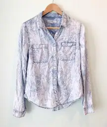 Thread + Supply Tencel Acid Wash Button Down Shirt Small S