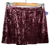 New Nordstrom Abound Crushed Velvet Velour Mini Retro 90s Y2K Skirt Burgundy M