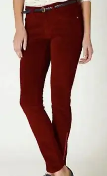 Pilcro Letterpress Anthro Velvet Dark Red 29 Stevie Slim Slim Ankle Jeans Pants